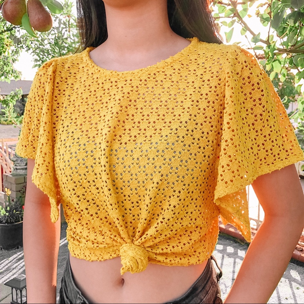 Madewell | Mustard Crochet Blouse